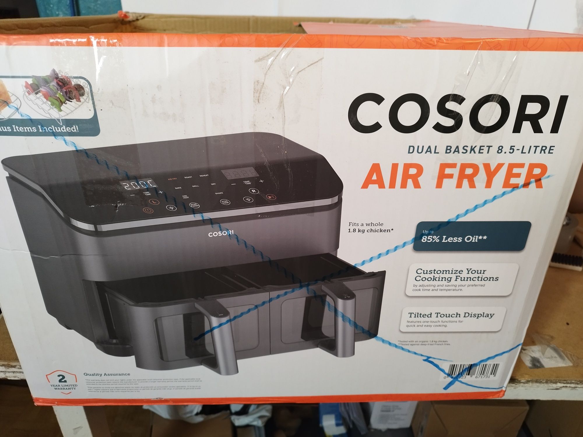 Cosori caf-r901 frytkownica XXL 8.5l dwie szuflady
