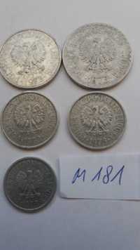 D M181,zestaw starych monet 10 groszy, 20 x 2, 50, 1 złoty 1973