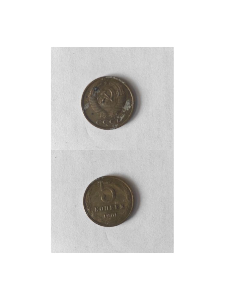 Монета 5 коп, мідна, СРСР 1961 рік