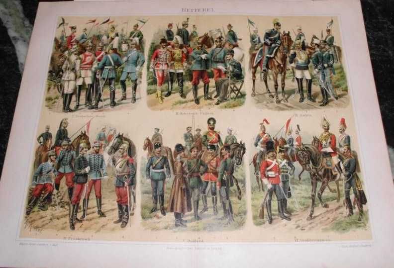 Mundury żołnierzy  oryginalne XIX w. grafiki