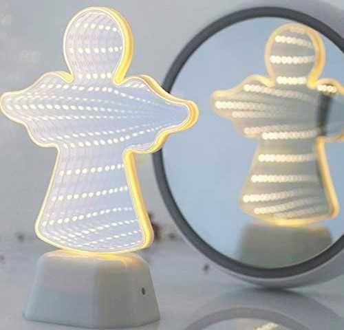 Anioł LED świecący 3D Neon Lampka Lustrzane światło tunelowe + baterie