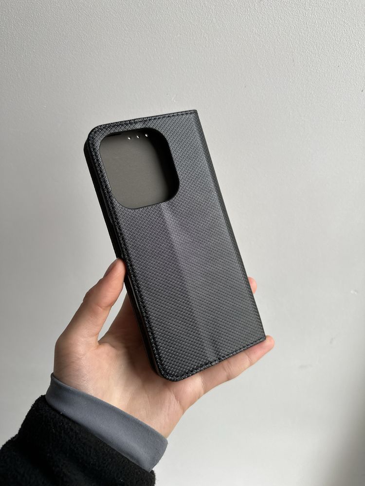 Szkło hartowane i etui zamykane czarne do OPPO A40/A40M/A60 5G