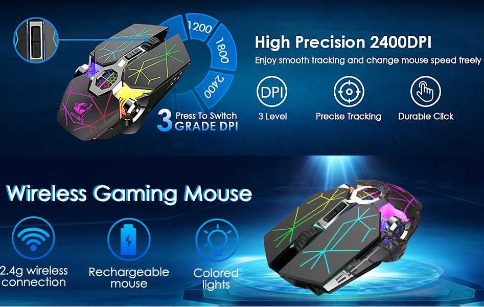 LexonElec Mysz Bezprzewodowa LED RGB CS GTA wiedźmin silent