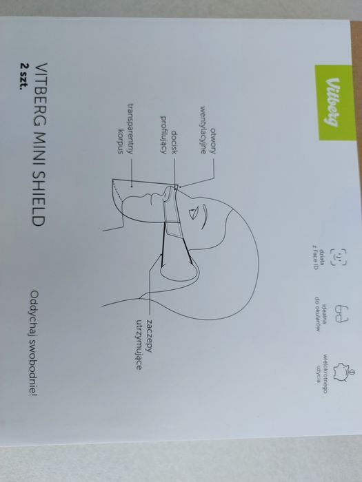 Przyłbica Vitberg Mini Shield rozmiar L - 3 sztuki  InPost