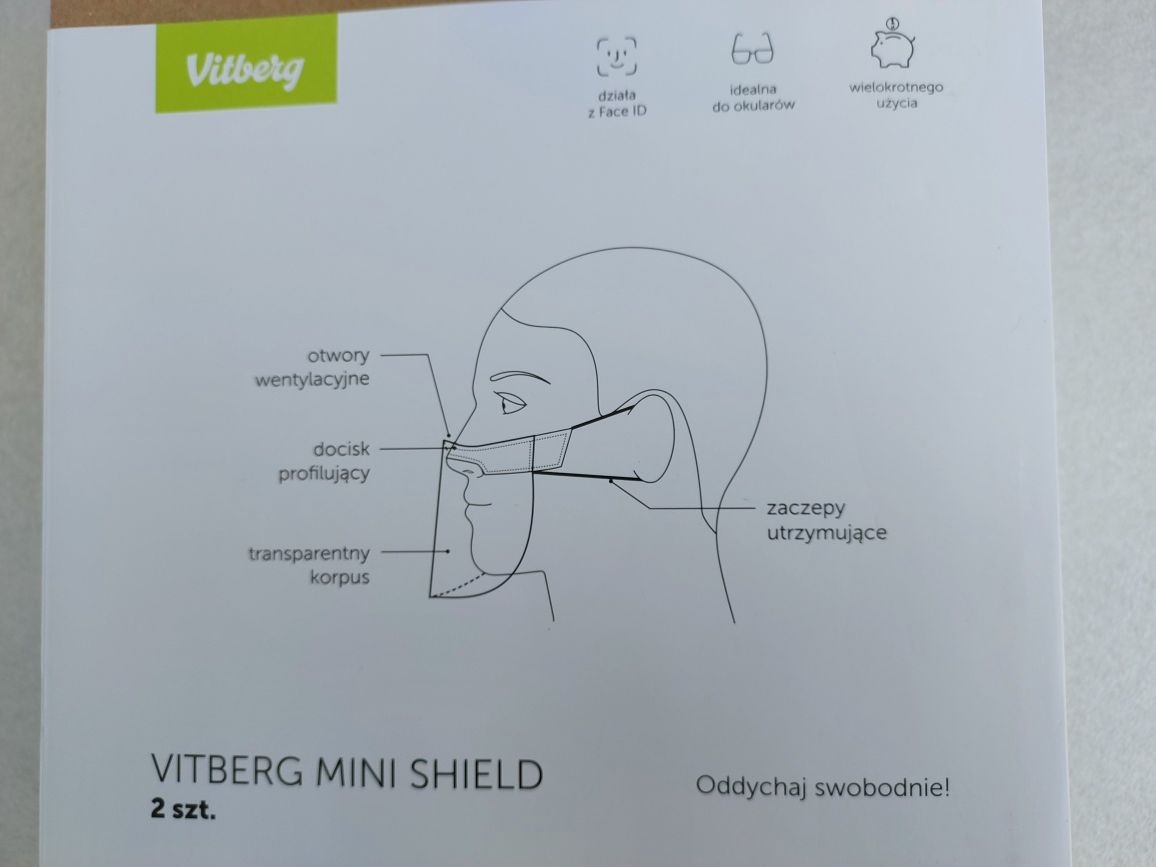 Przyłbica Vitberg Mini Shield rozmiar L - 3 sztuki