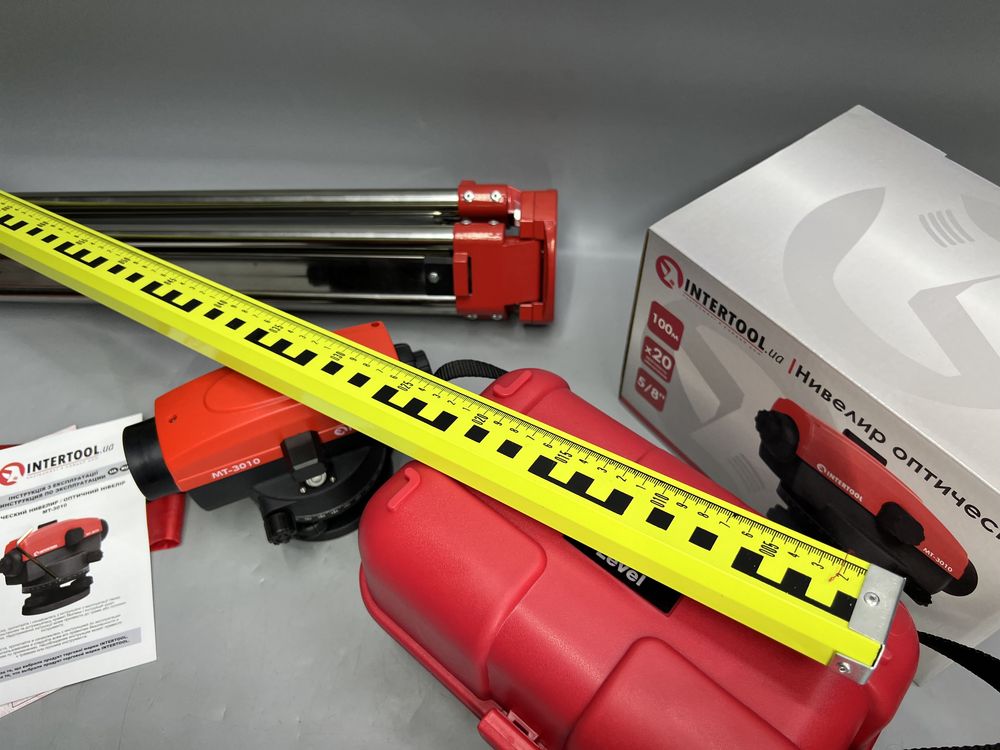 Оптический нивелир INTERTOOL MT-3010 + комплект Рейка Штатив До 100 м
