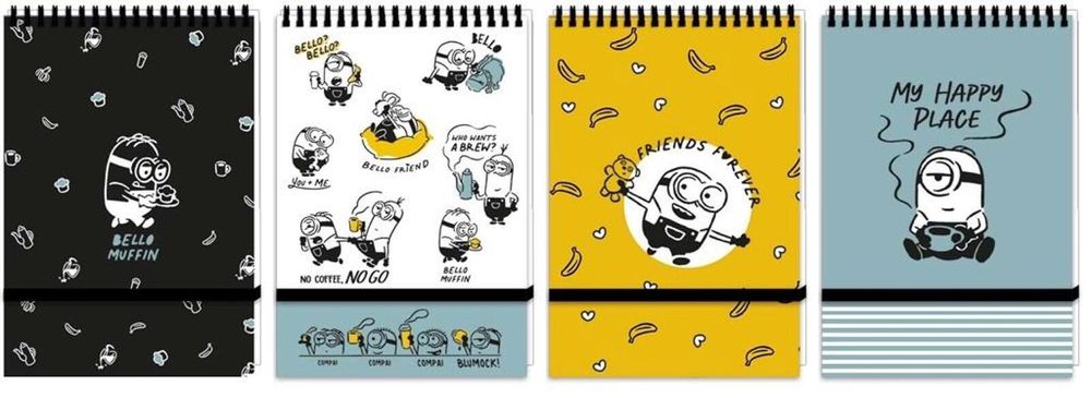 Kołonotes A6/96K kratka Minionki (10szt) Beniamin folia,184x121 mm