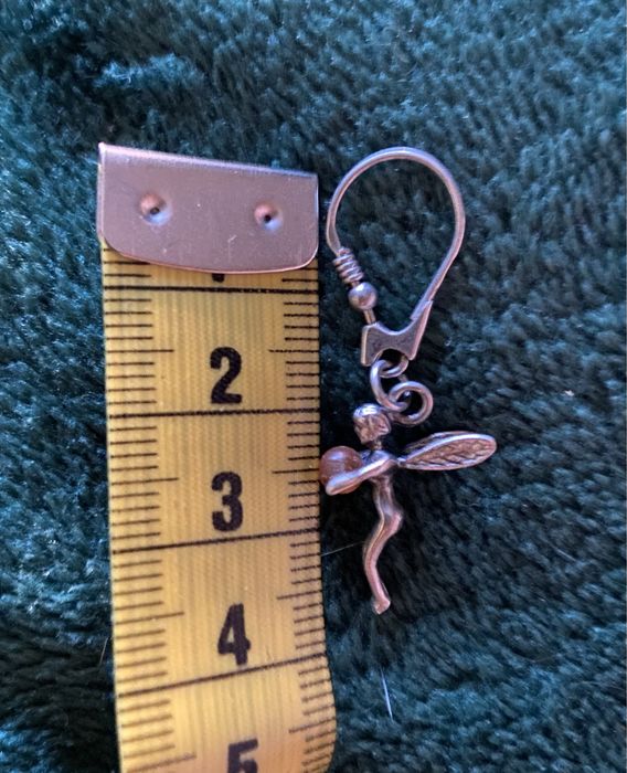 Srebrne kolczyki elfy, aniołki z bursztynem