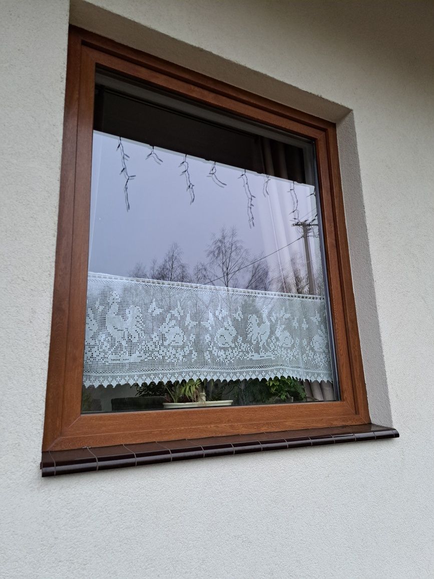 Wielkanocna zazdrostka na okno ręcznie robiona firanka