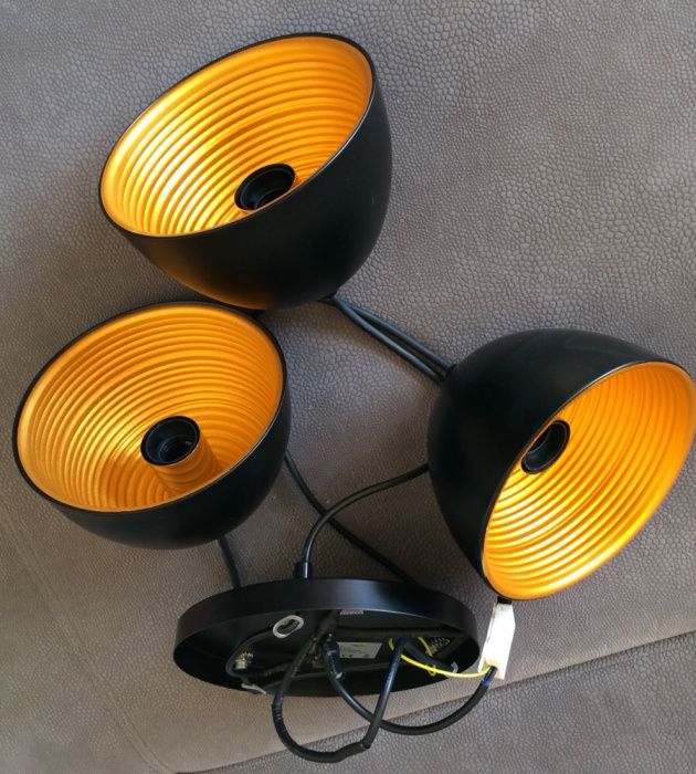 Spot Light - lampa sufitowa czarna 3xE27 wewnątrz klosza pomarańczowa