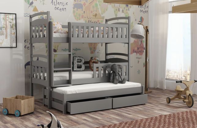 Łóżko piętrowe dla dzieci Maja 7, trzyosobowe + materace GRATIS