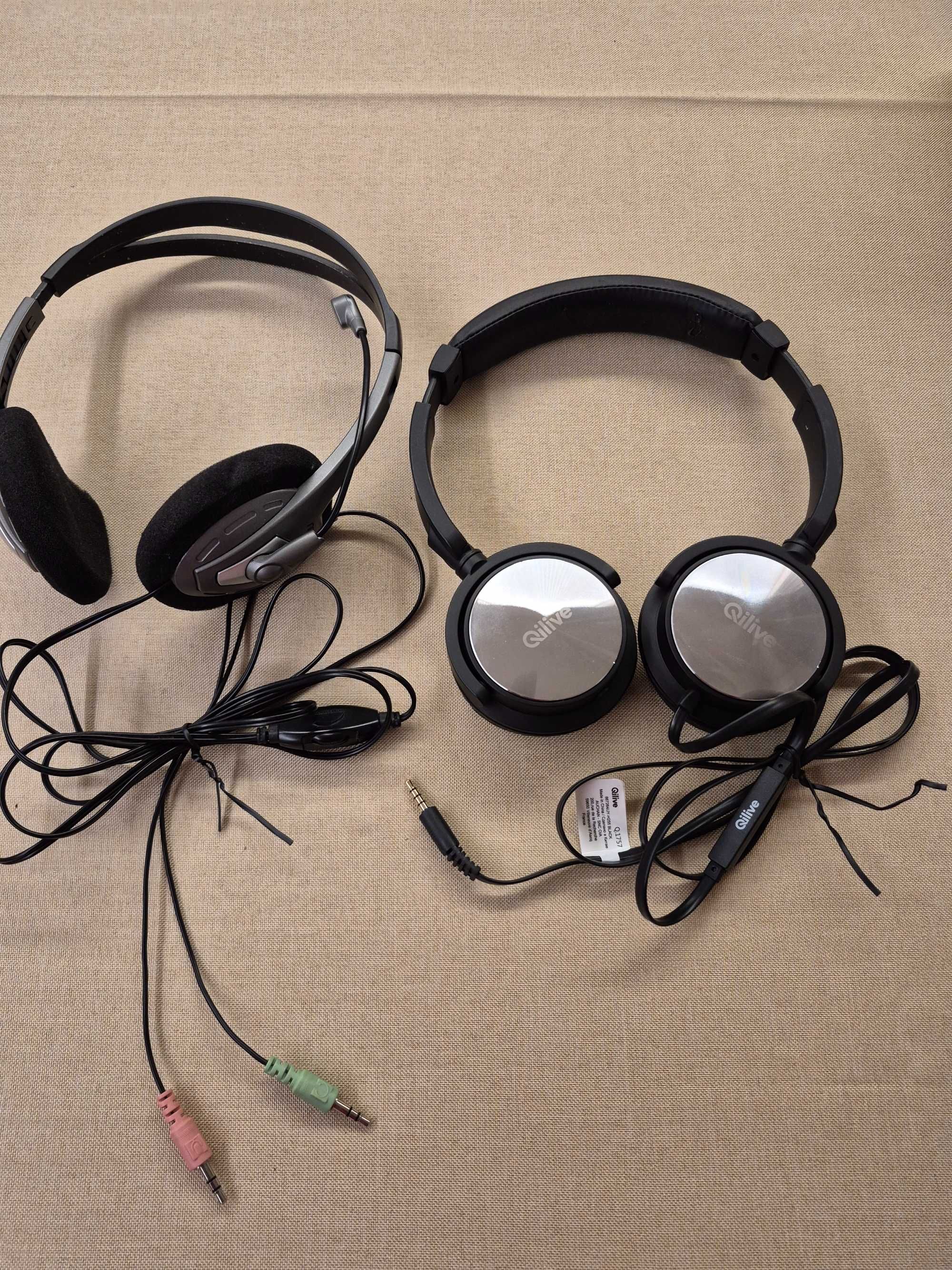 Conjunto de dois auscultadores/phones com fio, marca Mitsai e Qilive