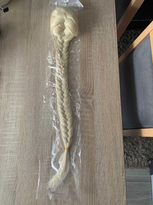 Doczepiany gruby warkocz do włosów bardzo jasny blond doczepiane włosy