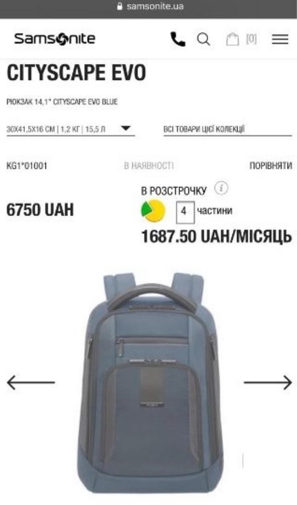 Рюкзак Samsonite cityscape evo