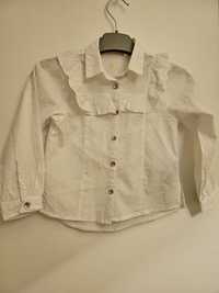 Biała bluzeczka kąplet z granatowym sweterkiem dla dziewczynki 110