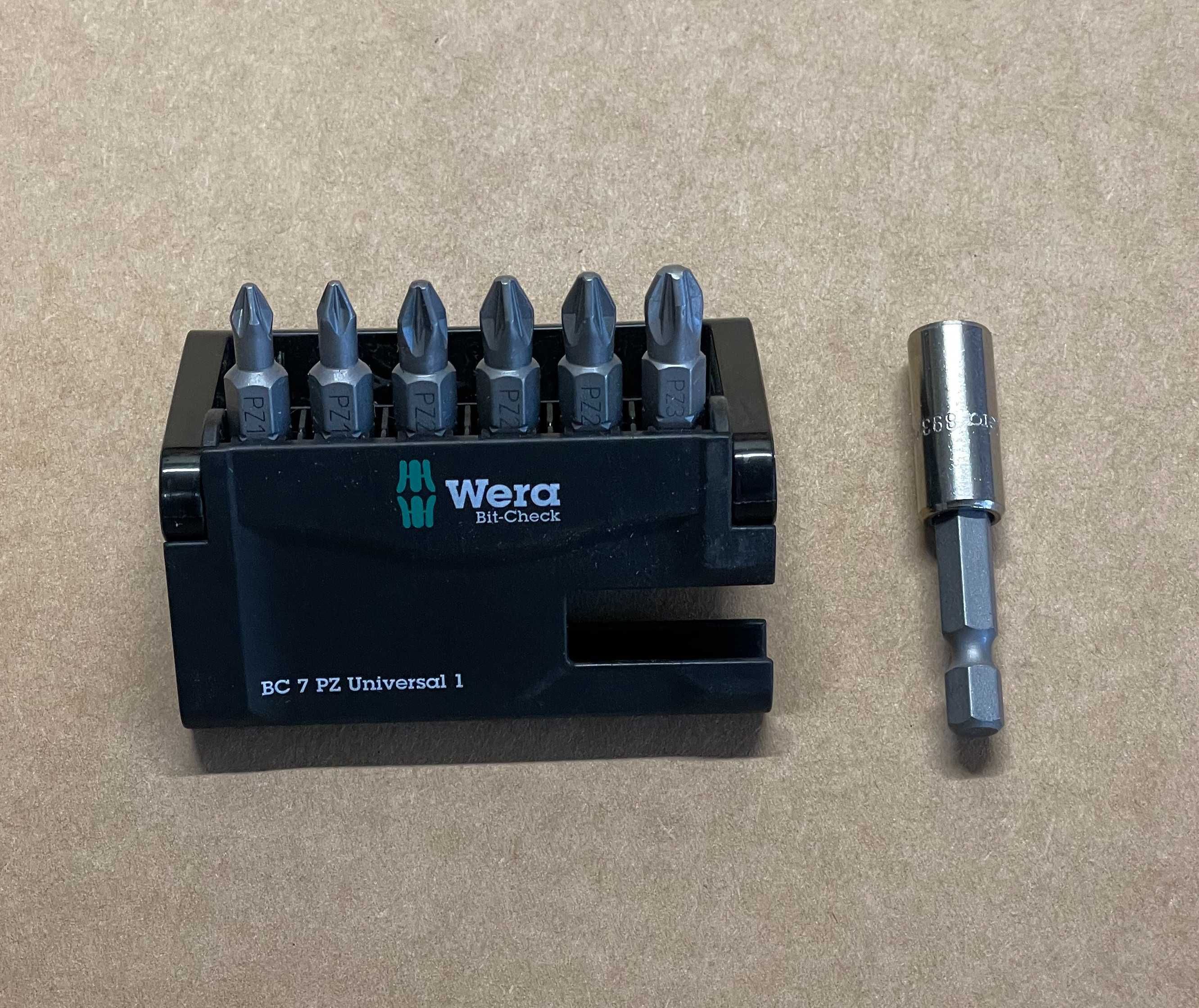 Zestaw bitów 7 el. PZ Pozidriv Adapter Wera Bit-Check 7 PZ Universal 1