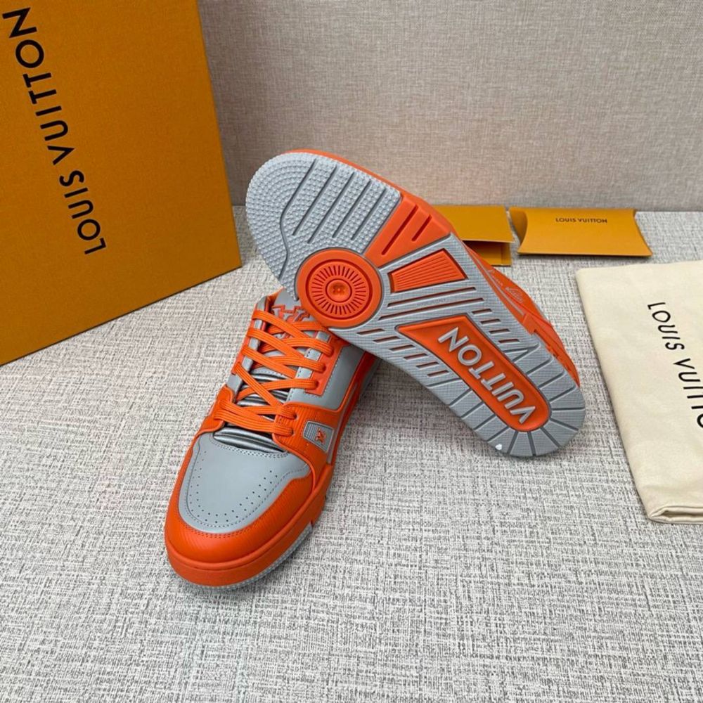 Мужские женские оранжевые кроссовки для города Louis Vuitton премиум