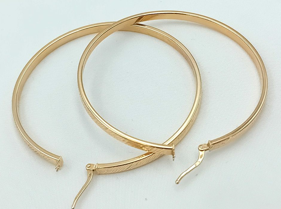 Złote Kolczyki DUŻE KOŁA FREZOWANE 5cm próba 585 NOWE/ Fajne Okazje