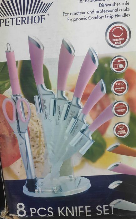 Komplet ostrych noży w wachlarzu bez 1 szt