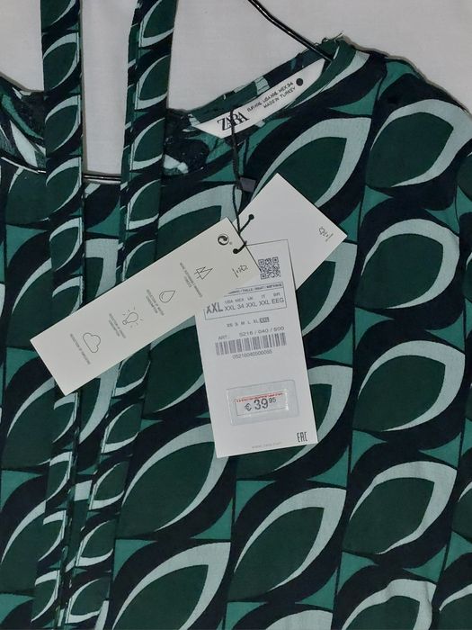 Vestido Zara verde XXL novo com etiqueta