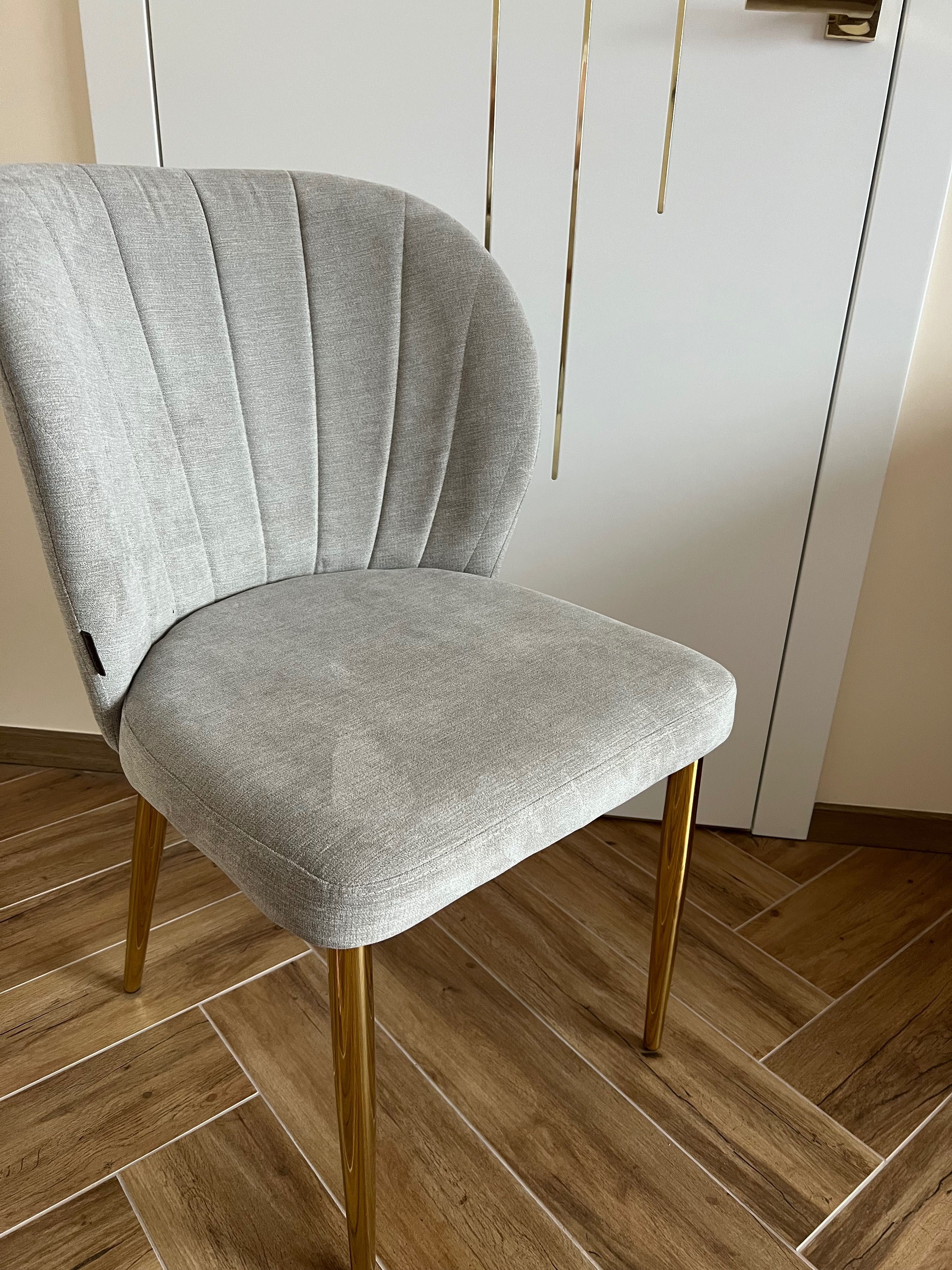 Stół glamour marmur z krzesłami na złotych nogach + fotele