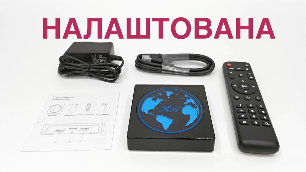 НАЛАШТОВАНА  X98 Mini 4/64GB  S905W2 приставка смарт тв