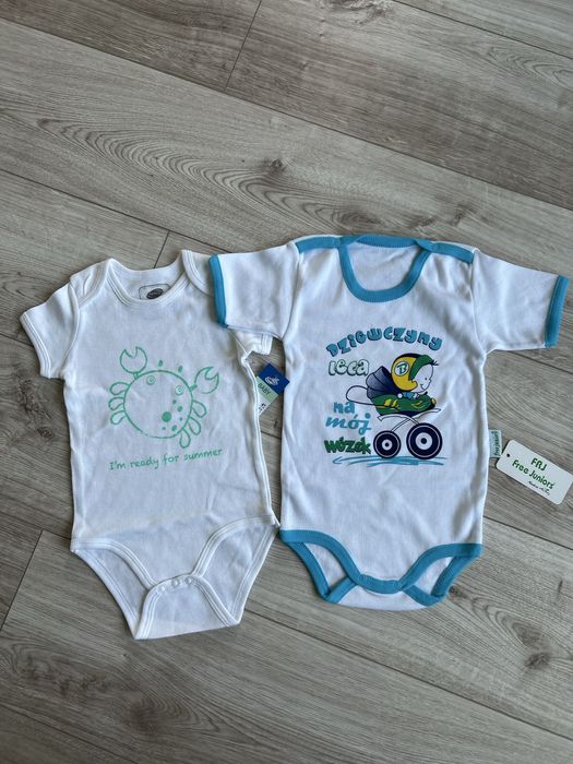 Komplet 2 sztuk body z krótkim rękawem zestaw bawełniane białe bawełna