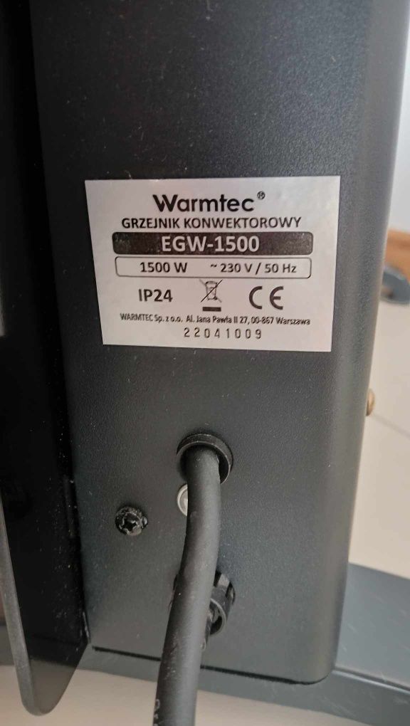 Grzejnik konwektorowy Warmtek 1500W czarny