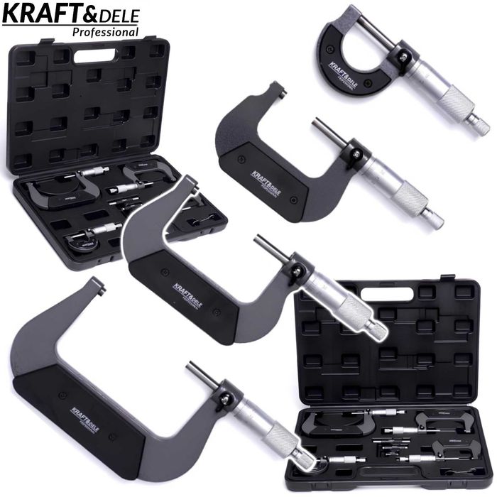 KRAFT&DELE Mikrometry Pomiarowe  0-100 Mm Zestaw Mikrometrów KD10443
