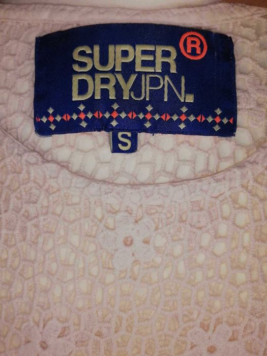 SUPERDRY Koszulka Ażurowa Damska S Oryginalna Super Stan Bawełna 100%
