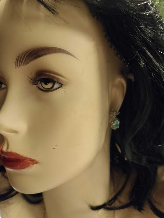 Kolczyki złote wiszące stal chirurgiczna Apart zielone cyrkonie