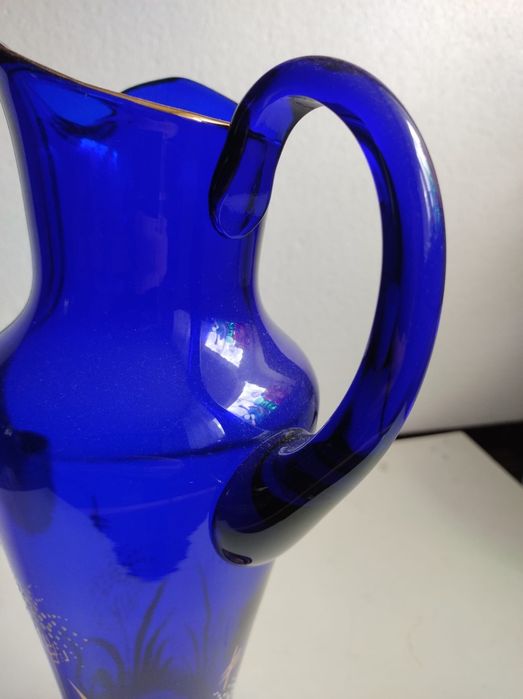 Wazon dzban kobaltowy vintage szkło