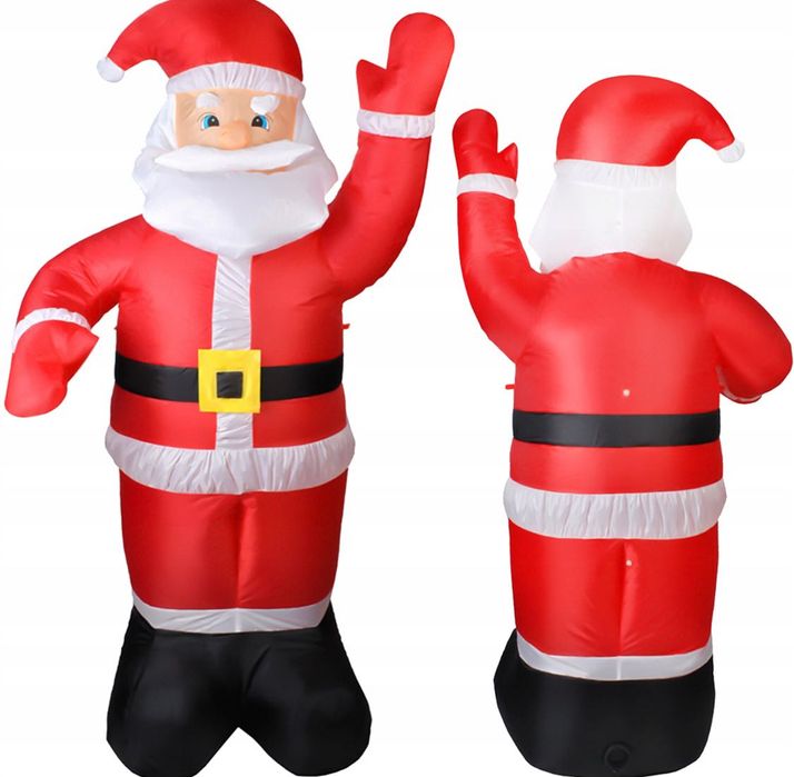 MIKOŁAJ ŚWIĄTECZNY dmuchany świecący 180 cm DUŻY ozdoba świąteczna