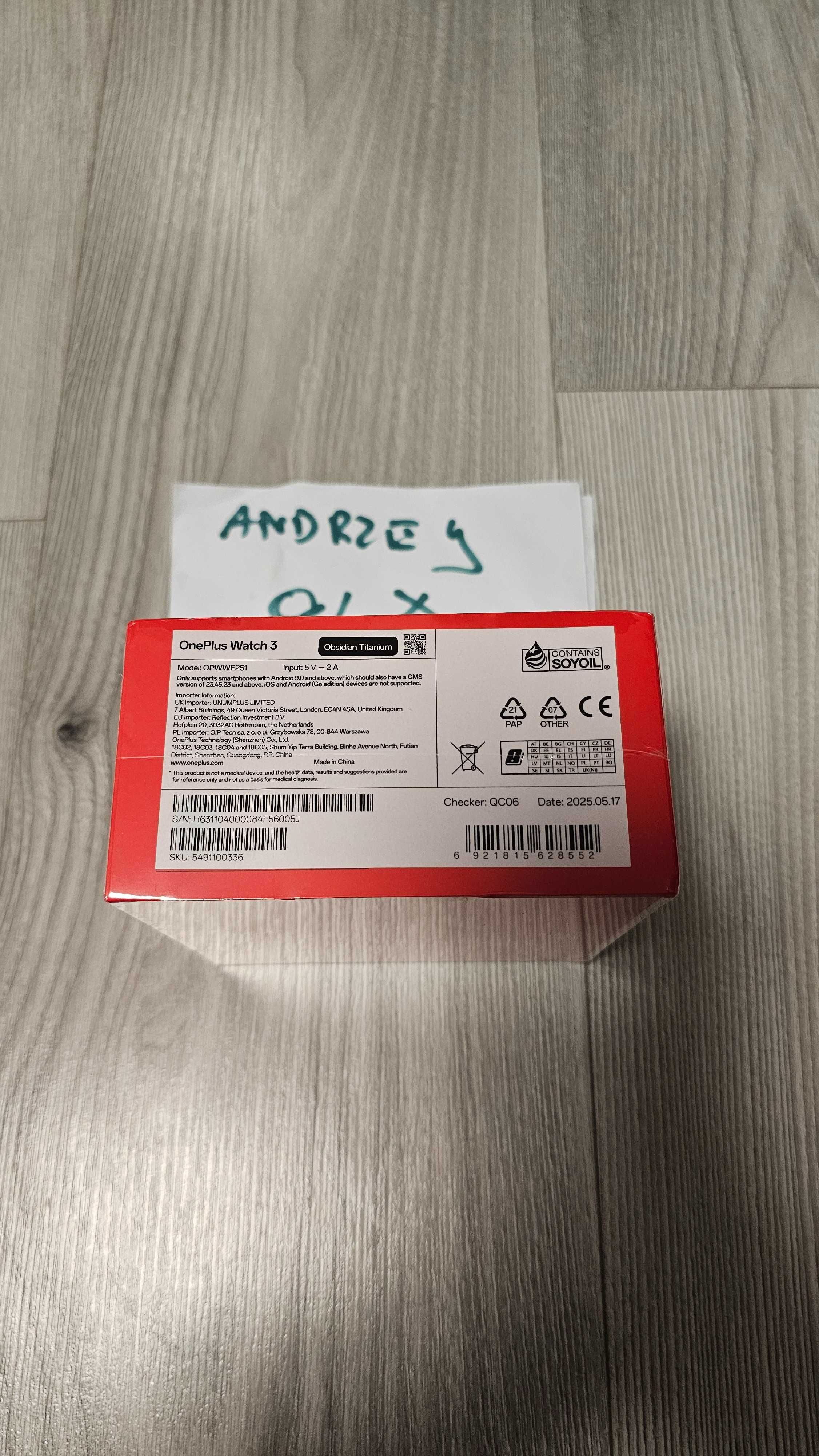 Smartwatch OnePlus Watch 3 Fabrycznie nowy zafoliowany kolor czarny PL