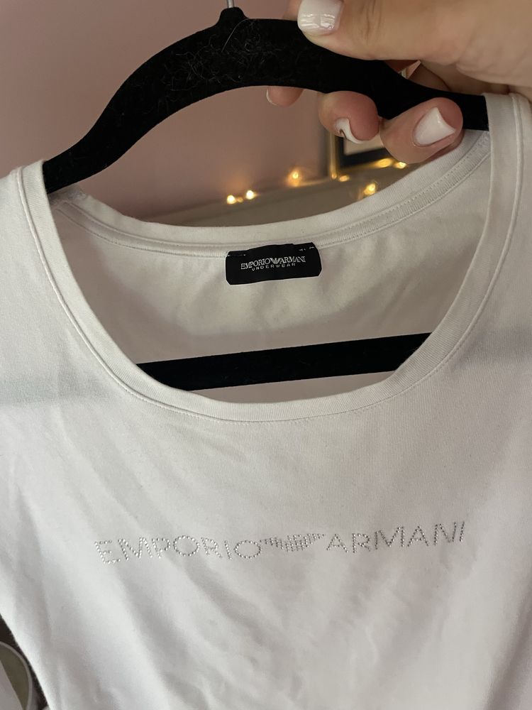 Emporio Armani bluzka M basic t shirt diamenty kryształki