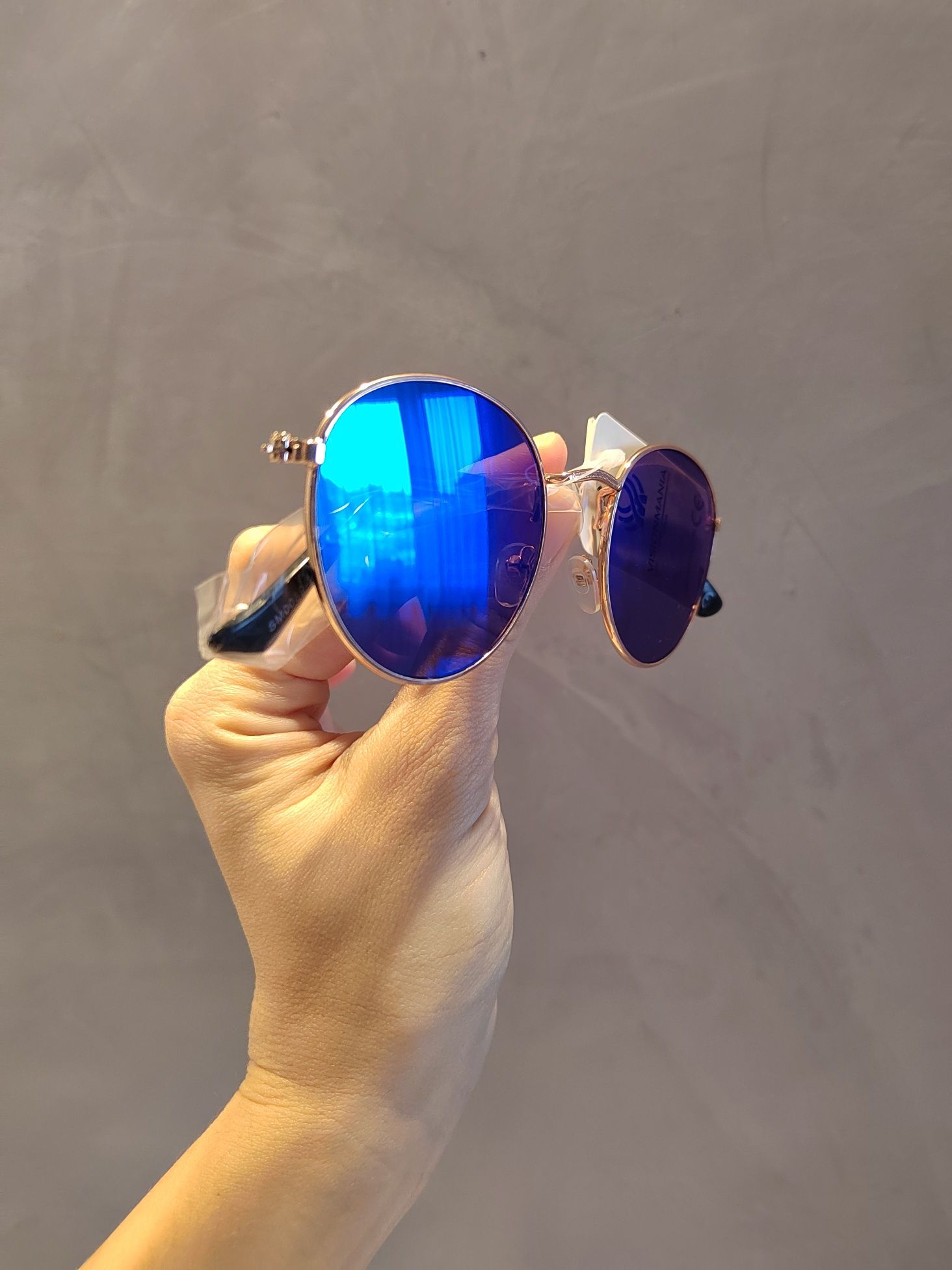 Nowe damskie okulary przeciwsłoneczne złote niebieskie