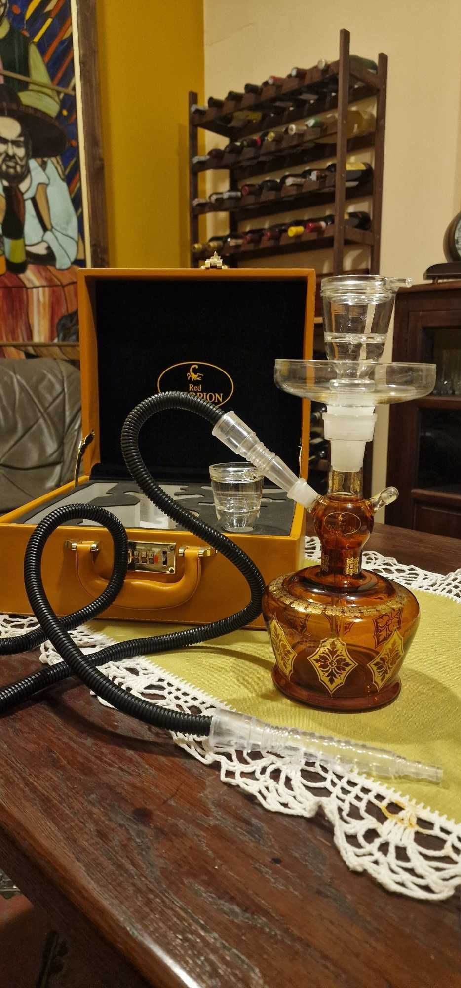 Fajka wodne, sheesha, shisha, szklana, walizka, nowa