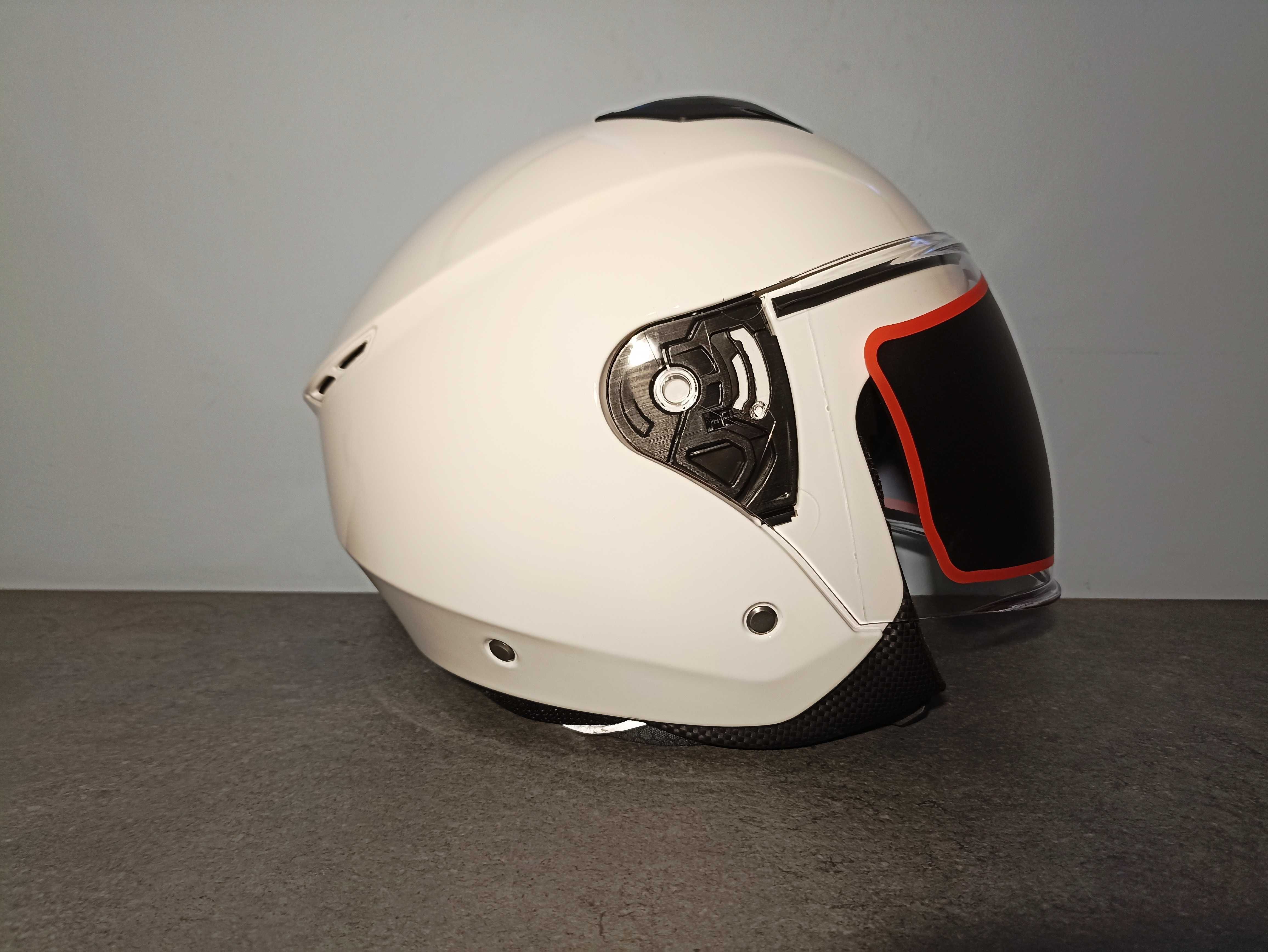Nowy otwarty kask motocyklowy - LAZER - LZR - biały połysk - rozm. XL