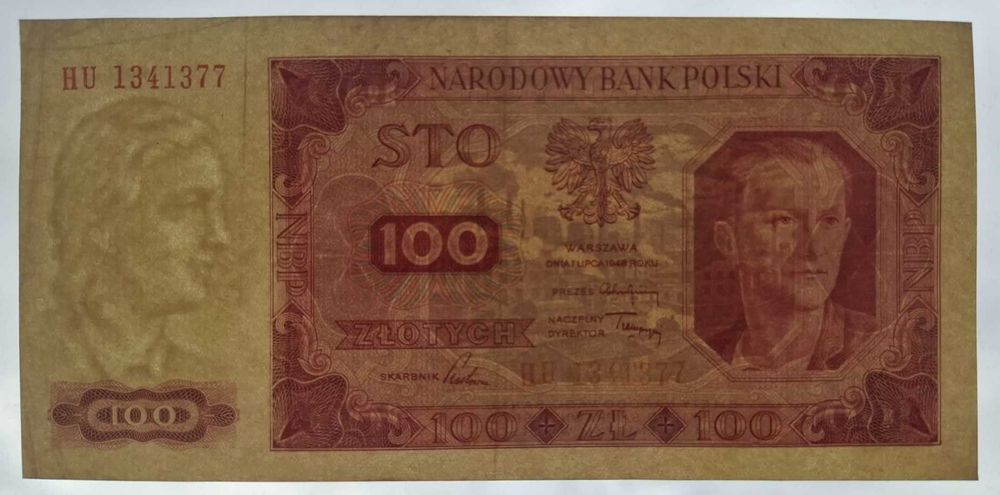 Banknot 100 zł z 1948 roku, seria HU, Miłczak 139f