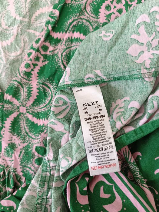 євро 46 / 50-52-54 довга сукня зелена в рожевих квітах бавовна платье