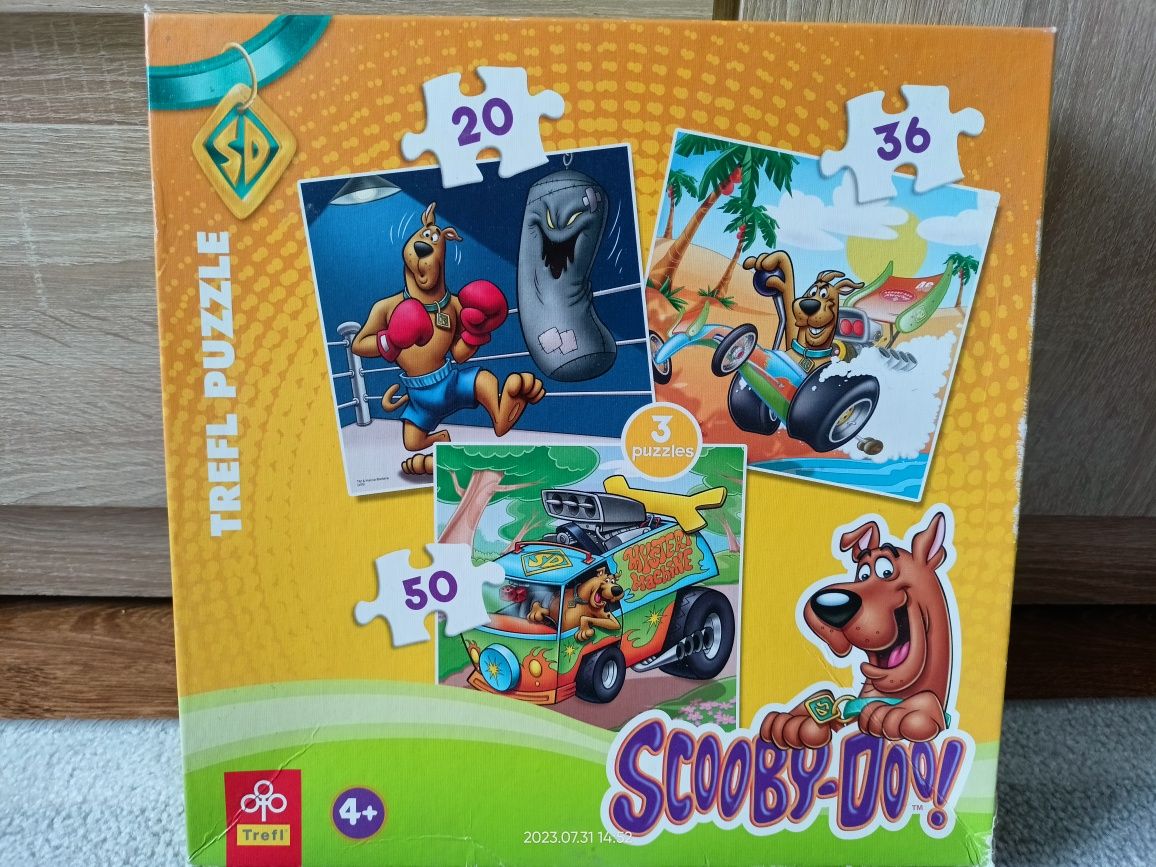 Scooby Doo puzzle 3w1 Trefl i 2 książeczki Scooby Doo