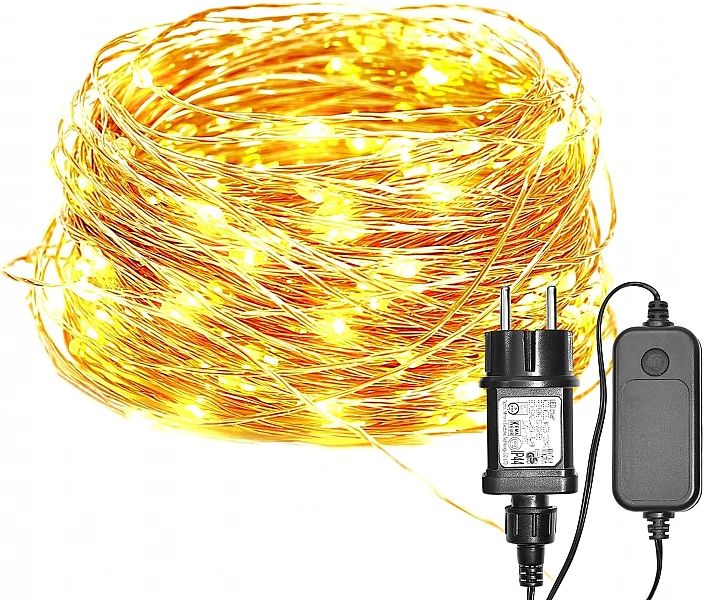 Lampki Choinkowe Drucik Miedziany 220 Led Białe Ciepłe 22M 8 Trybów Ip