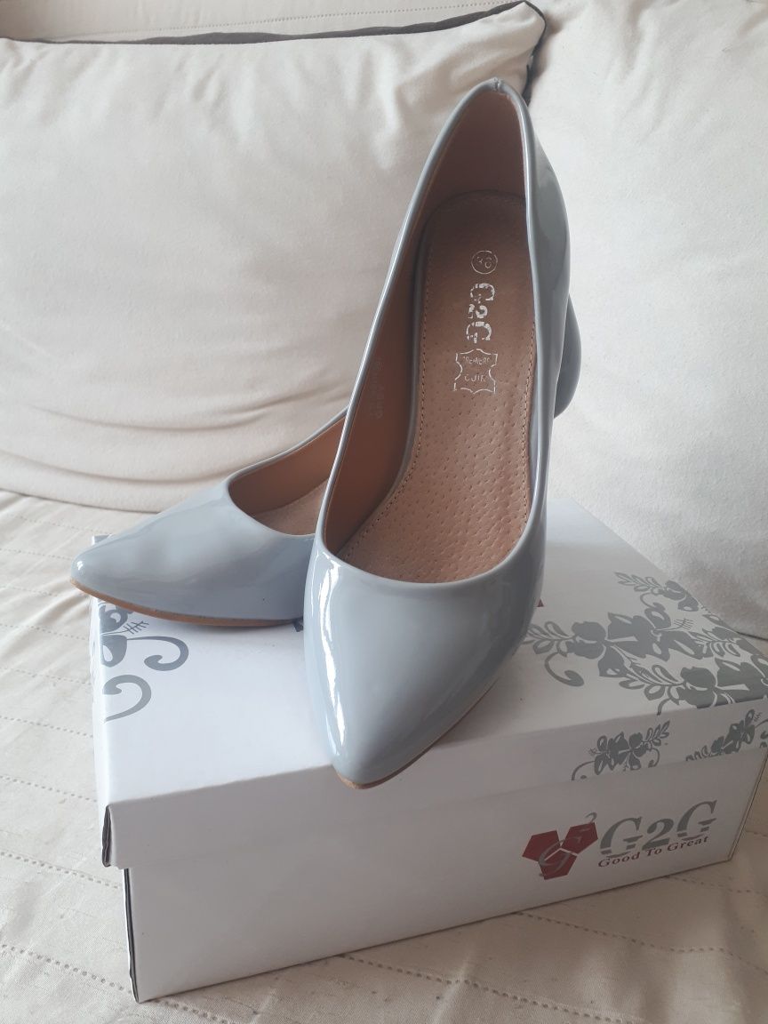Buty czułenka szpilki 36 j. nowe szare
