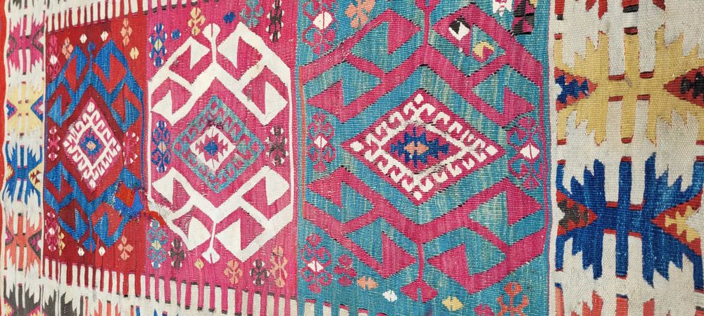 szczegółowy antyczny orientalny r.tkany dywan kilim turcja 85/140cm