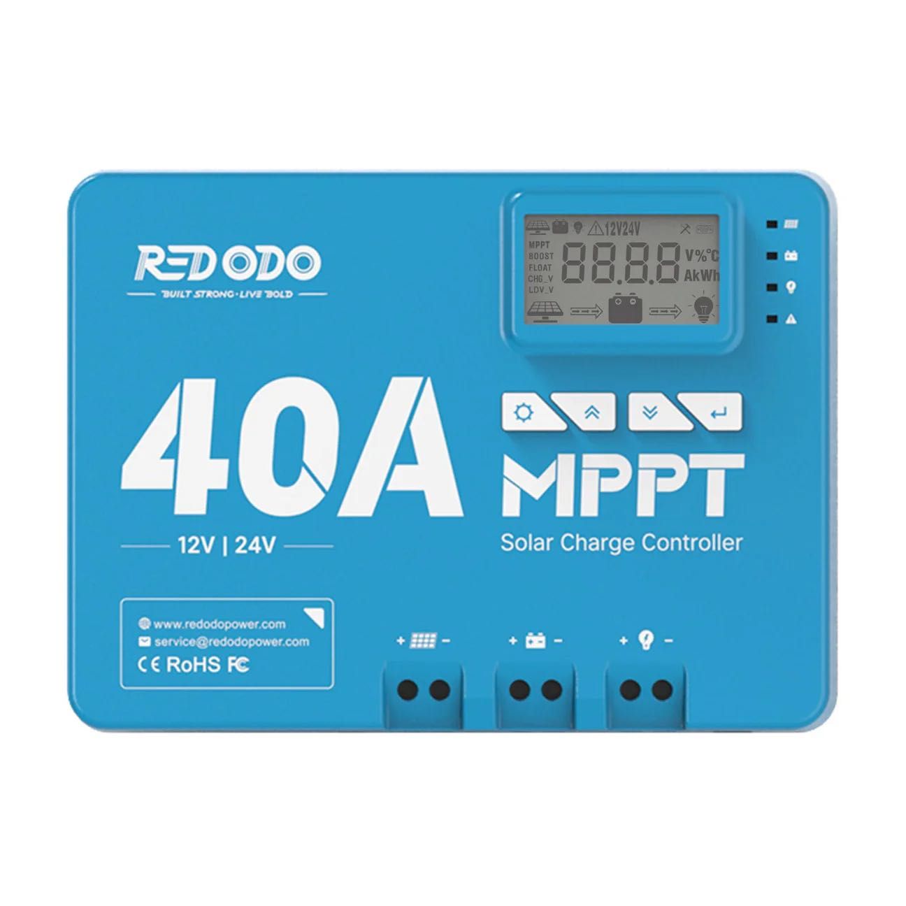 Redodo 40A MPPT 12V/24V automatyczny regulator ładowania PV z BT