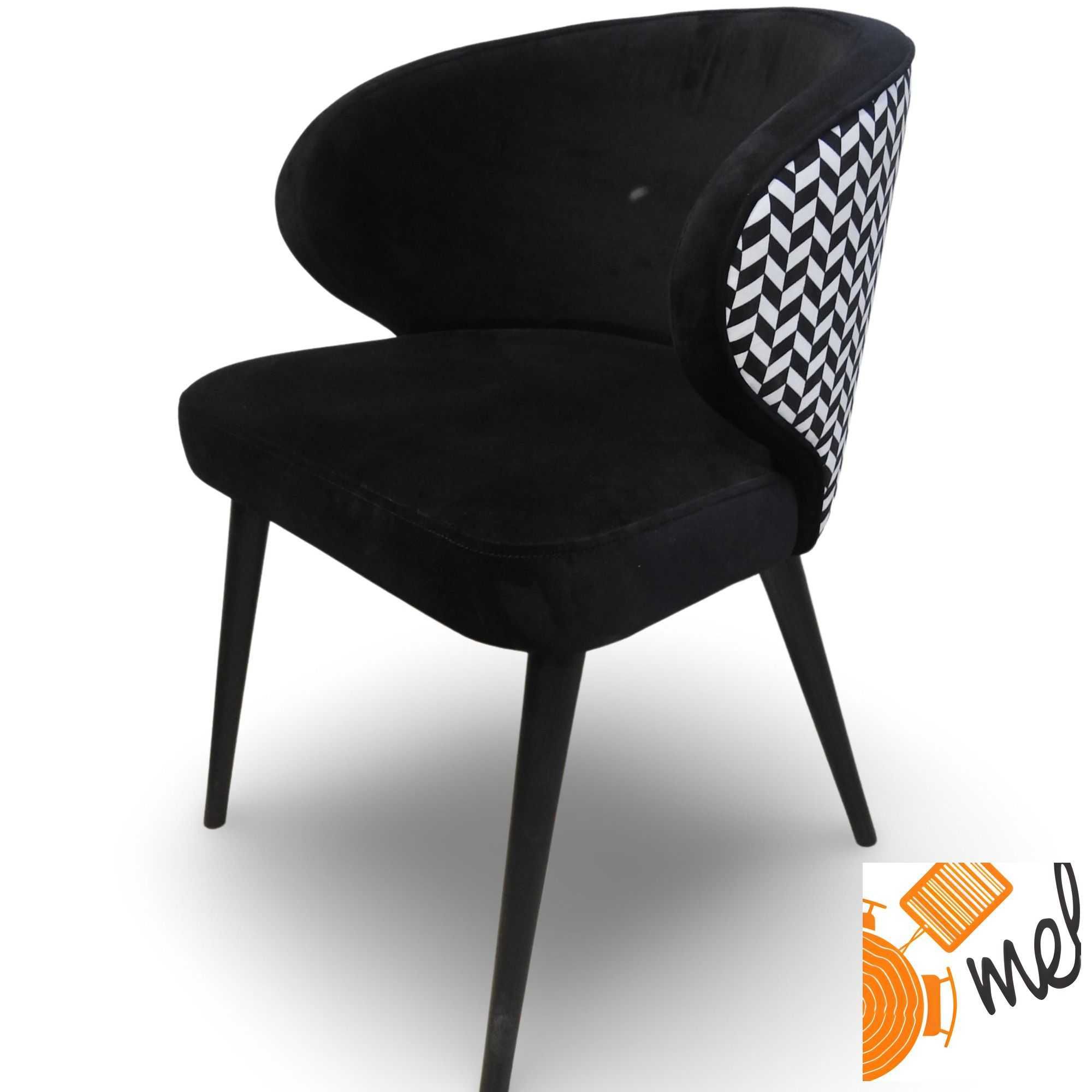 Eleganckie Czarno-Białe Krzesło K183 Tapicerowane Styl Retro