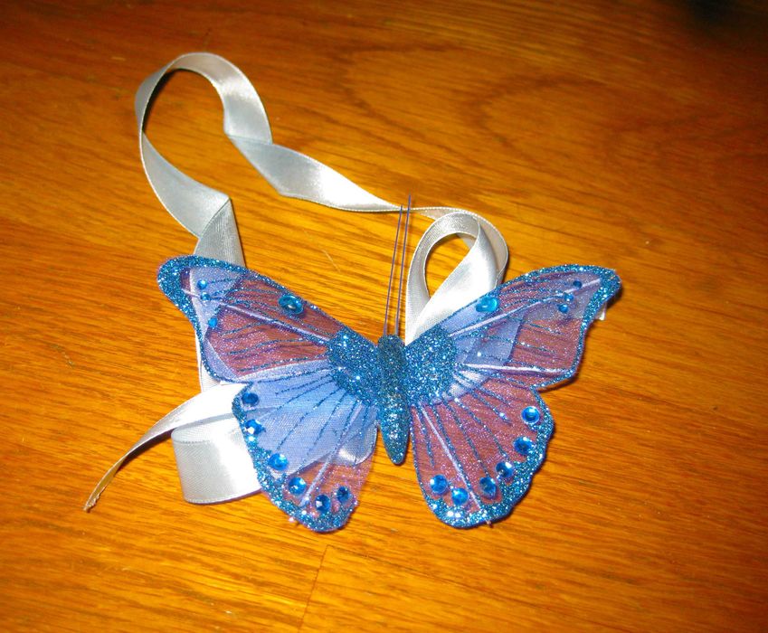 Borboleta Azul para Enfeite ou Decoração c/ Mola