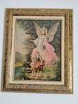 Quadro Anjo da Guarda com Moldura em Talha Dourada