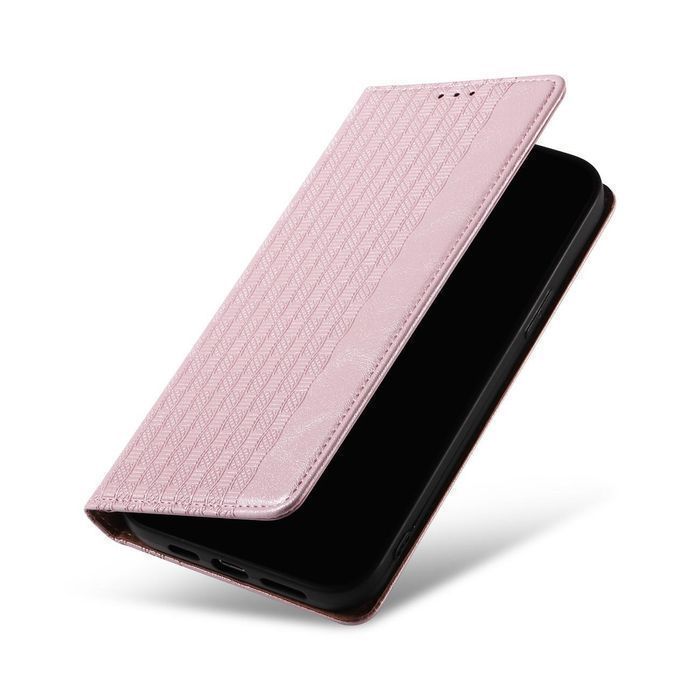 Etui Portfel Magnet Strap Case do iPhone 12 Pro z Mini Smyczą - Różowy