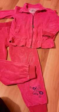 Dres bluza + spodnie różowy dla dziewczynki z weluru 116 Tchibo